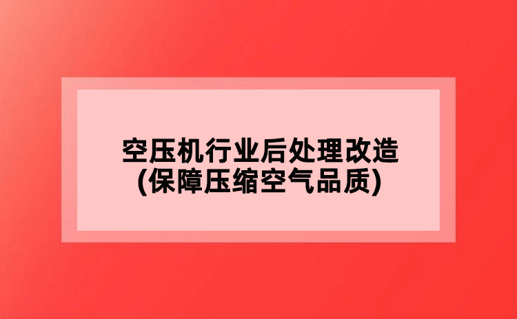 空壓機(jī)行業(yè)后處理改造(保障壓縮空氣品質(zhì))